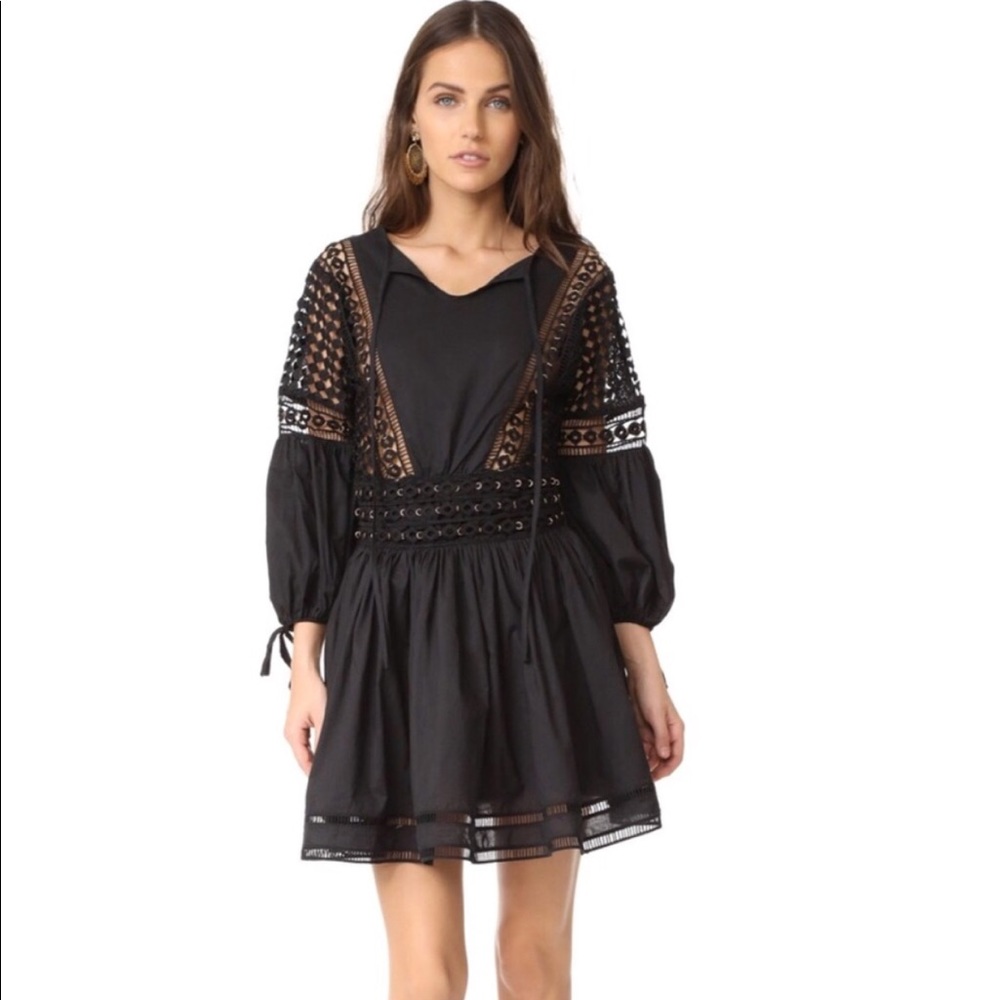 Endless Rose flared black dress with metal trim L